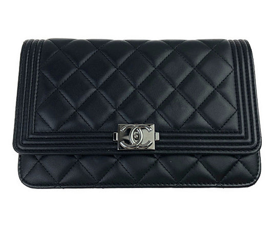 CHANEL シャネル ボーイシャネル チェーン ショルダー ウォレット ブラック系【中古】