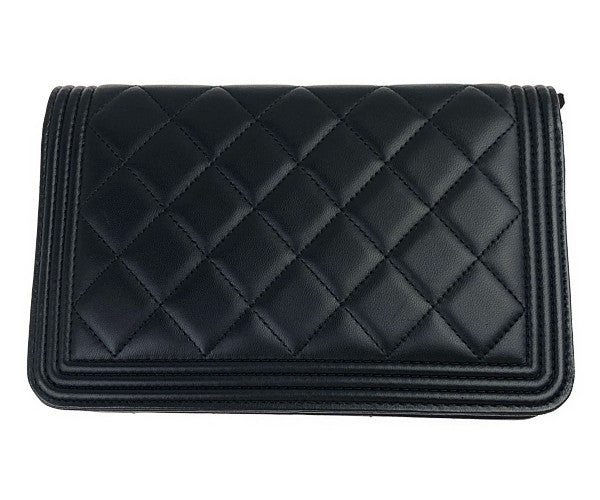 CHANEL シャネル ボーイシャネル チェーン ショルダー ウォレット ブラック系【中古】