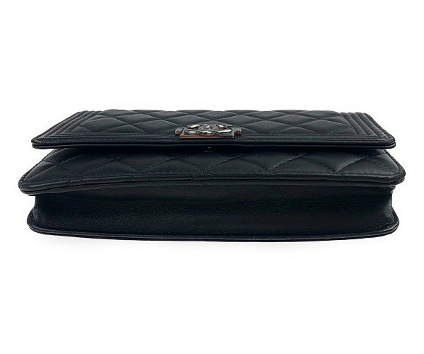 CHANEL シャネル ボーイシャネル チェーン ショルダー ウォレット ブラック系【中古】