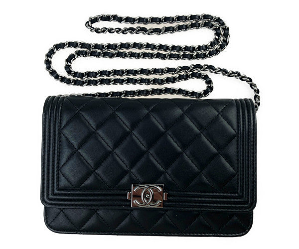 CHANEL シャネル ボーイシャネル チェーン ショルダー ウォレット ブラック系【中古】