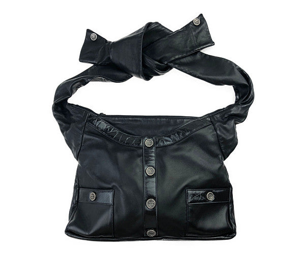 CHANEL シャネル A90766 ガールシャネル ショルダー レザー バッグ ブラック系【中古】