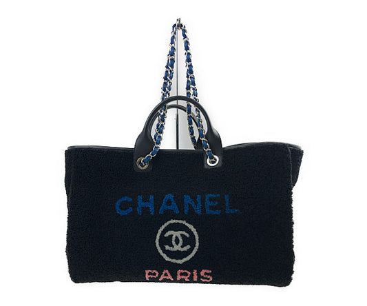 CHANEL シャネル ココマーク ドーヴィル ボア 2way ショルダー ブラック系【中古】