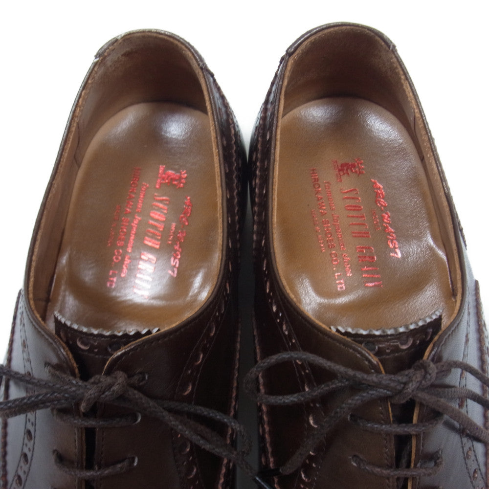 SCOTCH GRAIN スコッチグレイン 20141 50周年記念モデル レザーベルト付属 セミブローグ パンチドキャップ ビジネスシューズ ドレスシューズ チョコ 24.5cm【中古】