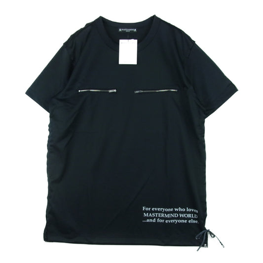 mastermind JAPAN マスターマインドジャパン MW19S02-TS011-600-3 ジップ付き バックスカル LOVE & PEACE プリント 半袖 Tシャツ ブラック系 L【新古品】【未使用】【中古】