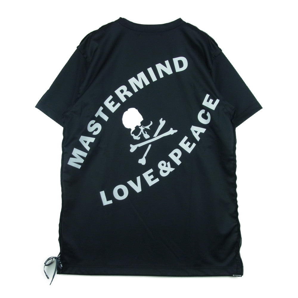 mastermind JAPAN マスターマインドジャパン MW19S02-TS011-600-3 ジップ付き バックスカル LOVE & PEACE プリント 半袖 Tシャツ ブラック系 L【新古品】【未使用】【中古】