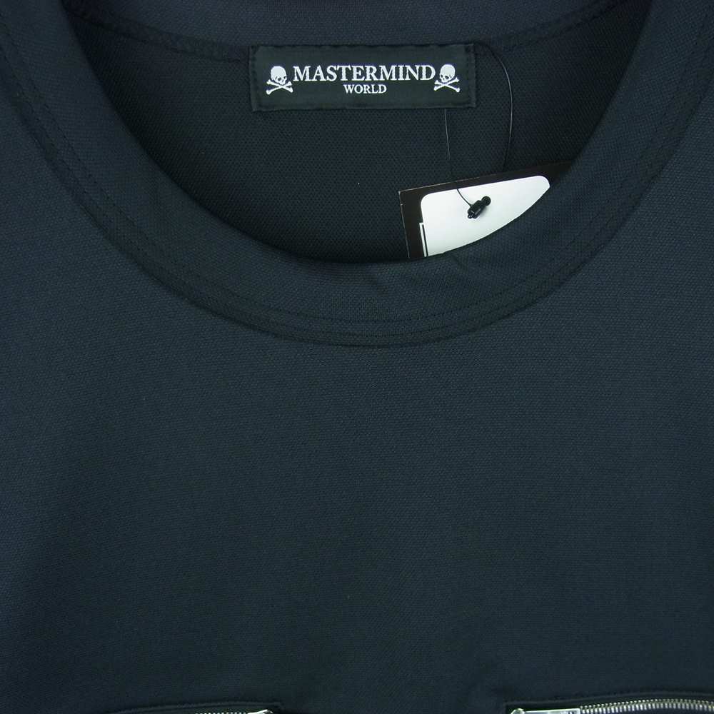 mastermind JAPAN マスターマインドジャパン MW19S02-TS011-600-3 ジップ付き バックスカル LOVE & PEACE プリント 半袖 Tシャツ ブラック系 L【新古品】【未使用】【中古】