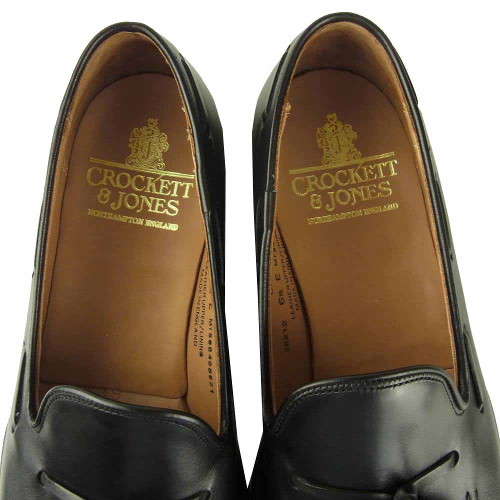 CROCKETT&JONES クロケットアンドジョーンズ 26212A-C01C1 CAVENDISH 3 キャベンディッシュ ブラックカーフ 375ラスト キルト タッセル ローファー シューズ ブラック系 6.5【美品】【中古】