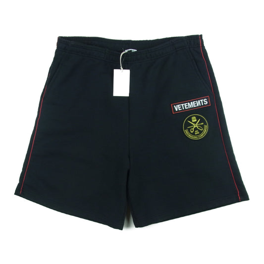 VETEMENTS ヴェトモン SS20PA324 ワッペン スウェット ショート ハーフ パンツ ポルトガル製 ブラック系 XL【中古】
