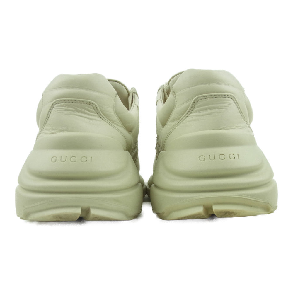 GUCCI グッチ 500878 03H Rhyton ライトン ロゴ レザー ローカット スニーカー イタリア製 オフホワイト系 9【中古】