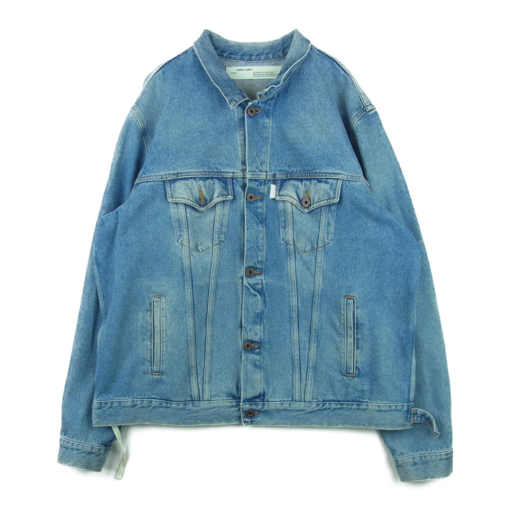 OFF-WHITE オフホワイト 17SS 国内正規品 イーストランド DIAG SPRAY DENIM JACKET スプレープリント デニム ジャケット インディゴブルー系 XL【中古】
