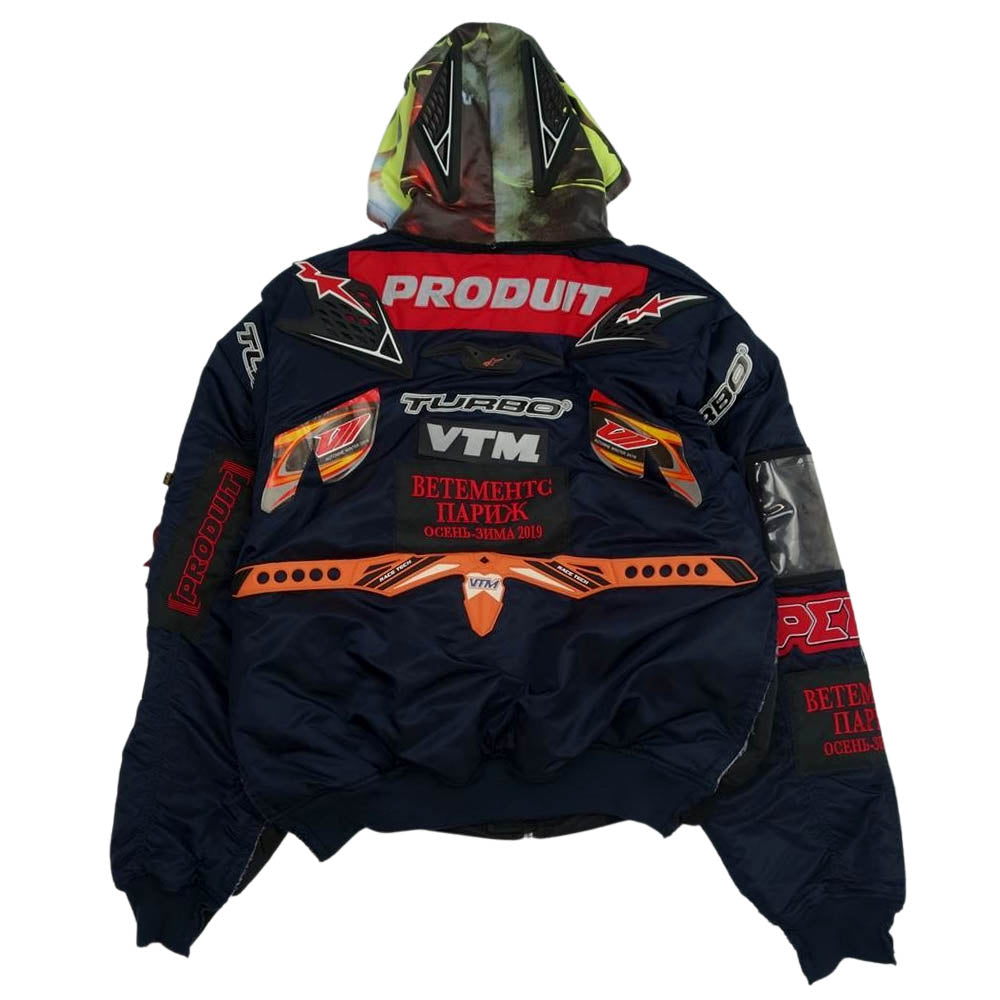 VETEMENTS ヴェトモン ALPHA INDUSTRIES Racing bomber jacket アルファ 再構築 レーシング ボンバー ジャケット ブラック系 M【中古】