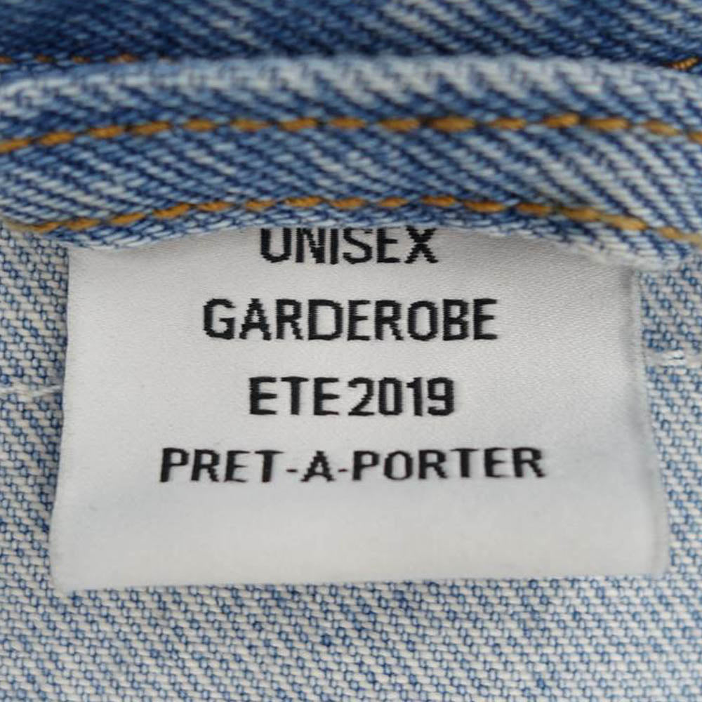 VETEMENTS ヴェトモン USS193003  オーバーサイズ グラフィックペイント スパイクスタッズ デニム ジャケット インディゴブルー系 M【中古】