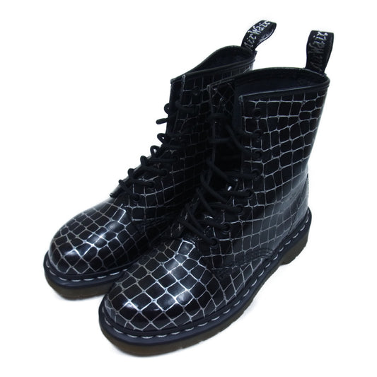 Dr.Martens ドクターマーチン 10072024 マーチン クロコ型押し 8ホール ブーツ ブラック系 UK4【中古】