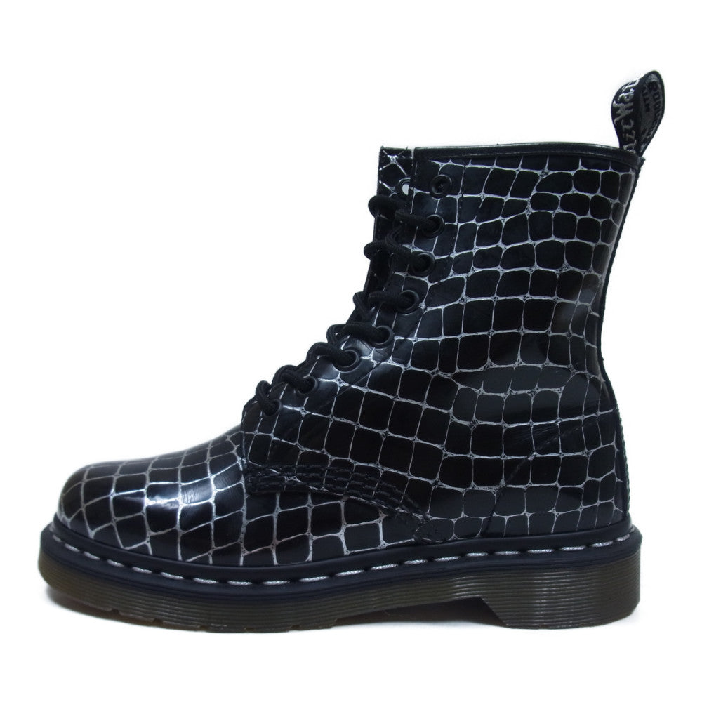 Dr.Martens ドクターマーチン 10072024 マーチン クロコ型押し 8ホール ブーツ ブラック系 UK4【中古】
