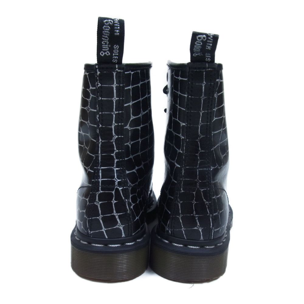 Dr.Martens ドクターマーチン 10072024 マーチン クロコ型押し 8ホール ブーツ ブラック系 UK4【中古】