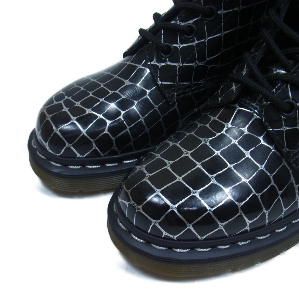 Dr.Martens ドクターマーチン 10072024 マーチン クロコ型押し 8ホール ブーツ ブラック系 UK4【中古】