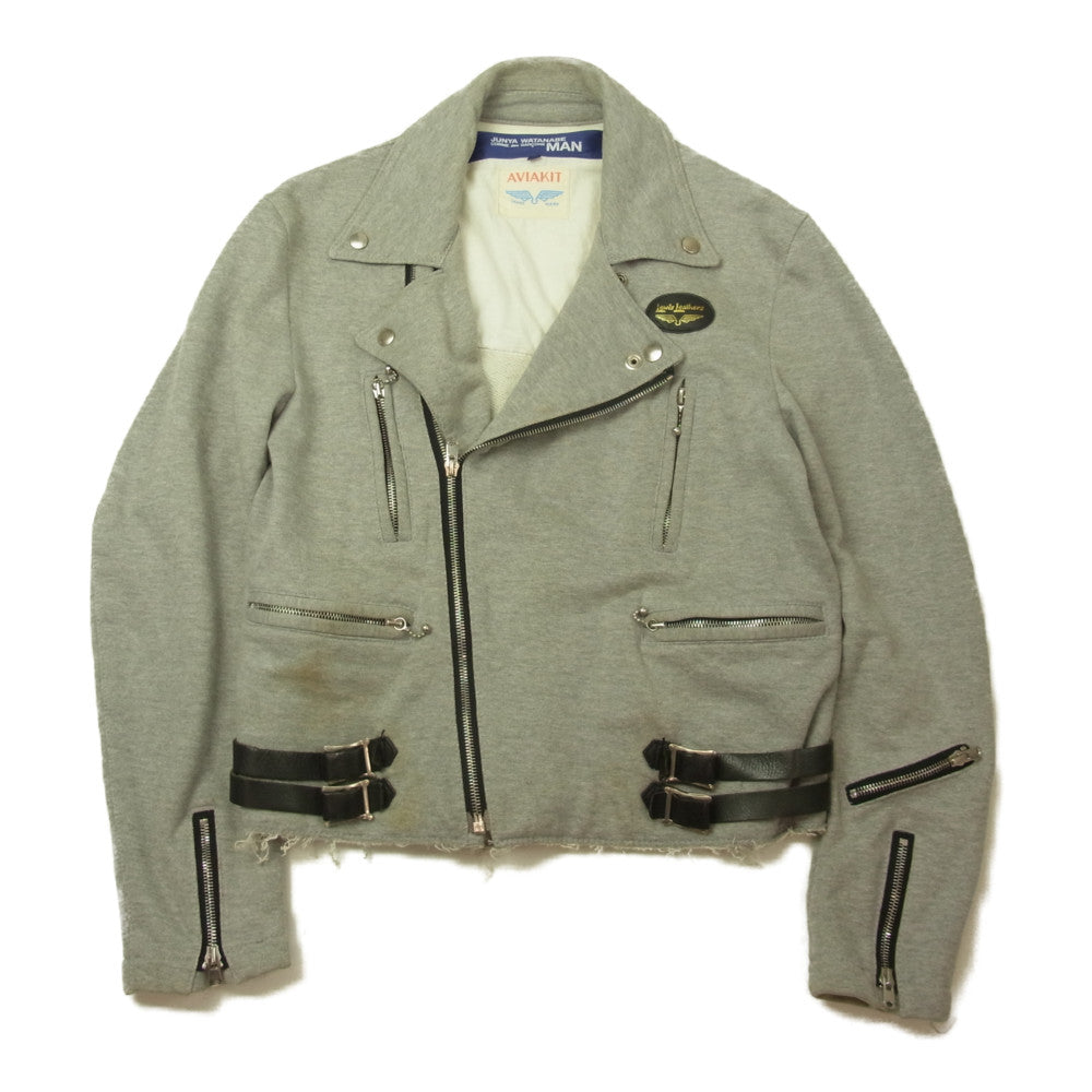 JUNYA WATANABE COMME des GARCONS MAN ジュンヤワタナベコムデギャルソンマン × Lewis Leathers ルイスレザー WI-J017 スウェット ライダース ジャケット グレー系 M【中古】