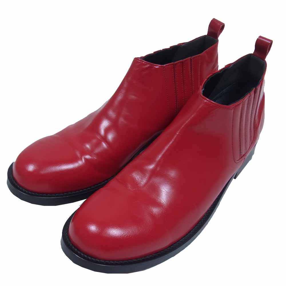 COMME des GARCONS コムデギャルソン HOMME PLUS オムプリュス サイドゴア エラスティック ショート ブーツ レッド系 25.5cm【中古】