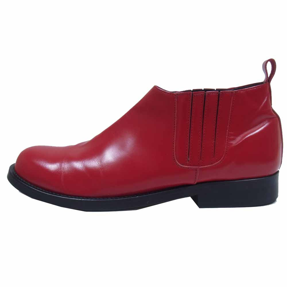 COMME des GARCONS コムデギャルソン HOMME PLUS オムプリュス サイドゴア エラスティック ショート ブーツ レッド系 25.5cm【中古】