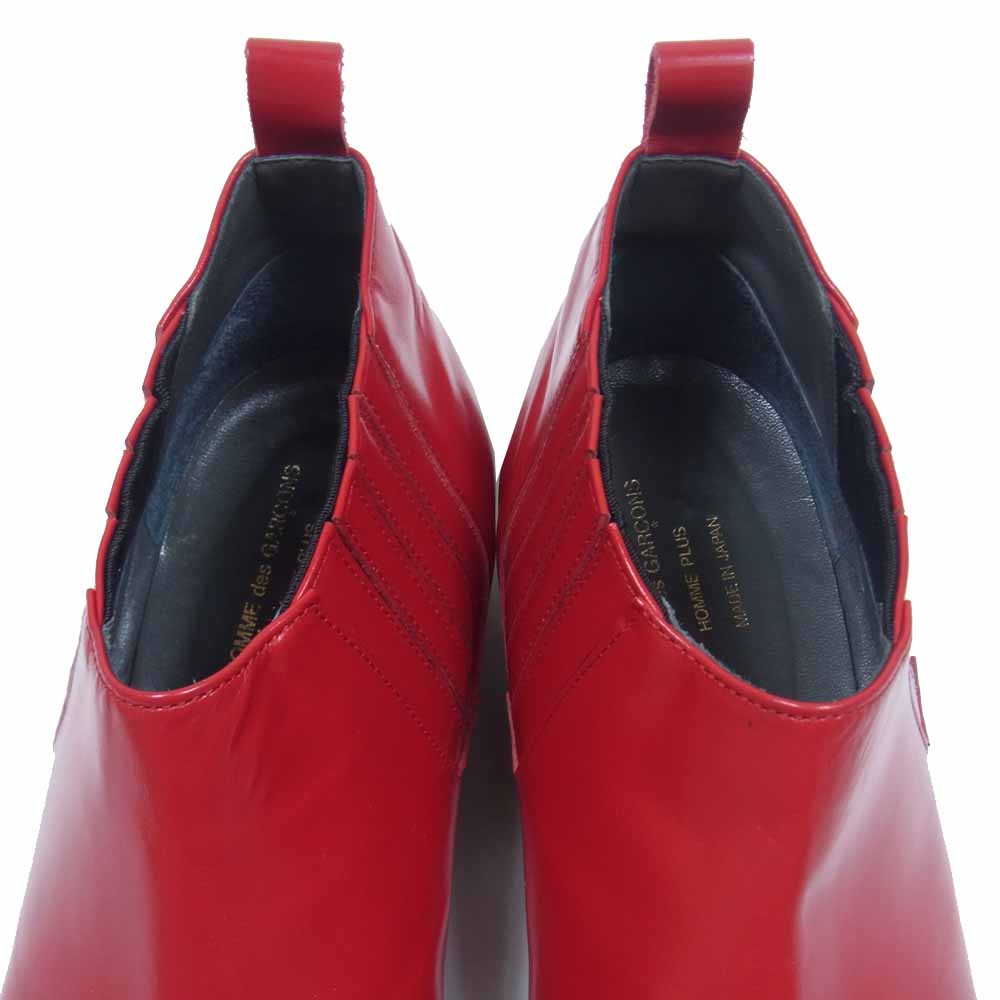 COMME des GARCONS コムデギャルソン HOMME PLUS オムプリュス サイドゴア エラスティック ショート ブーツ レッド系 25.5cm【中古】