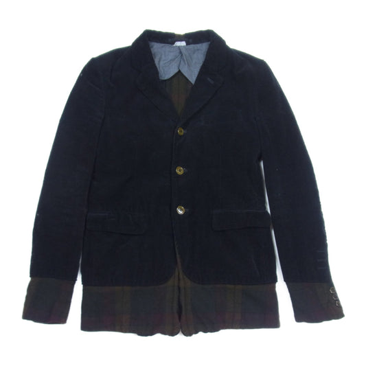 COMME des GARCONS コムデギャルソン HOMME PLUS EVER GREEN オムプリュスエバーグリーン 06SS リップ&タン期 アーカイブ 00AWドッキングロック期復刻 PQ-J211 コーデュロイウール縮絨 ドッキング テーラードジャケット ブラック系 S【中古】