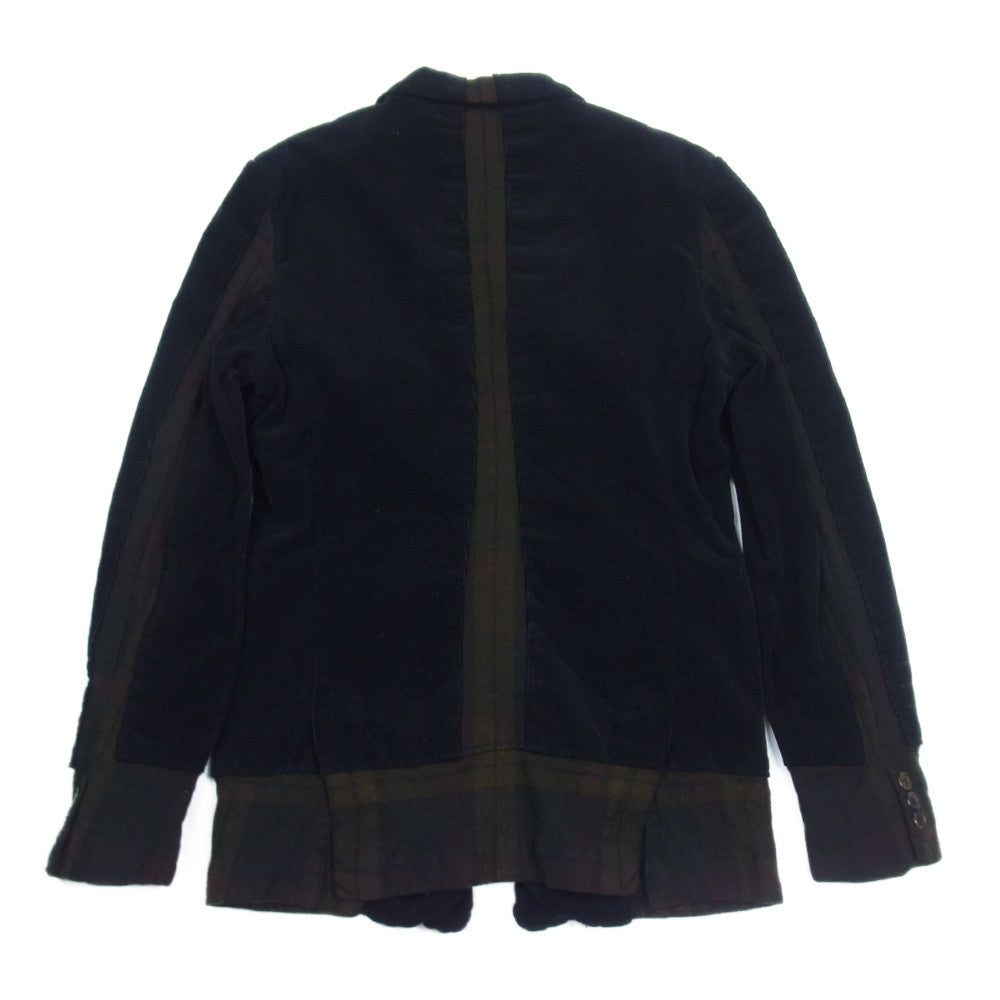 COMME des GARCONS コムデギャルソン HOMME PLUS EVER GREEN オムプリュスエバーグリーン 06SS リップ&タン期 アーカイブ 00AWドッキングロック期復刻 PQ-J211 コーデュロイウール縮絨 ドッキング テーラードジャケット ブラック系 S【中古】