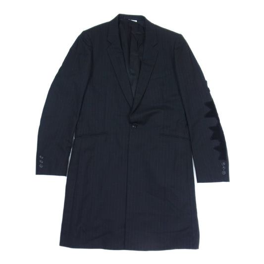 COMME des GARCONS コムデギャルソン HOMME PLUS オムプリュス 06AW バッドボーイ期 アーカイブ PR-JO13 袖ベロアパッチ ストライプ ロングジャケット ブラック系 S【中古】