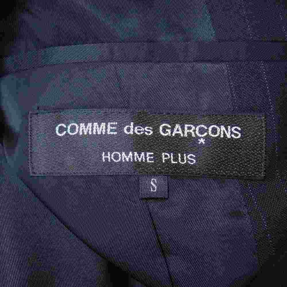 COMME des GARCONS コムデギャルソン HOMME PLUS オムプリュス 06AW バッドボーイ期 アーカイブ PR-JO13 袖ベロアパッチ ストライプ ロングジャケット ブラック系 S【中古】