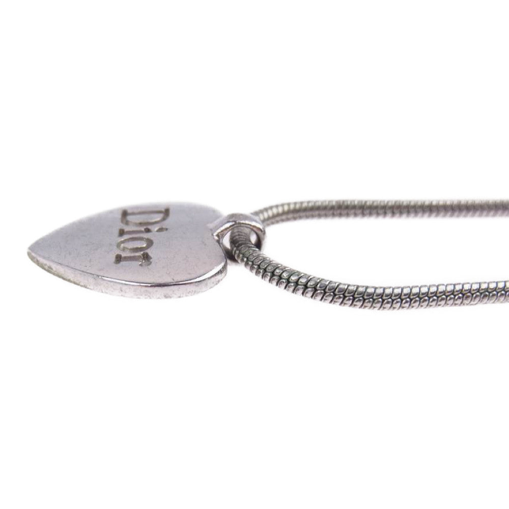Christian Dior クリスチャンディオール ロゴ ハート ネックレス シルバー系【中古】