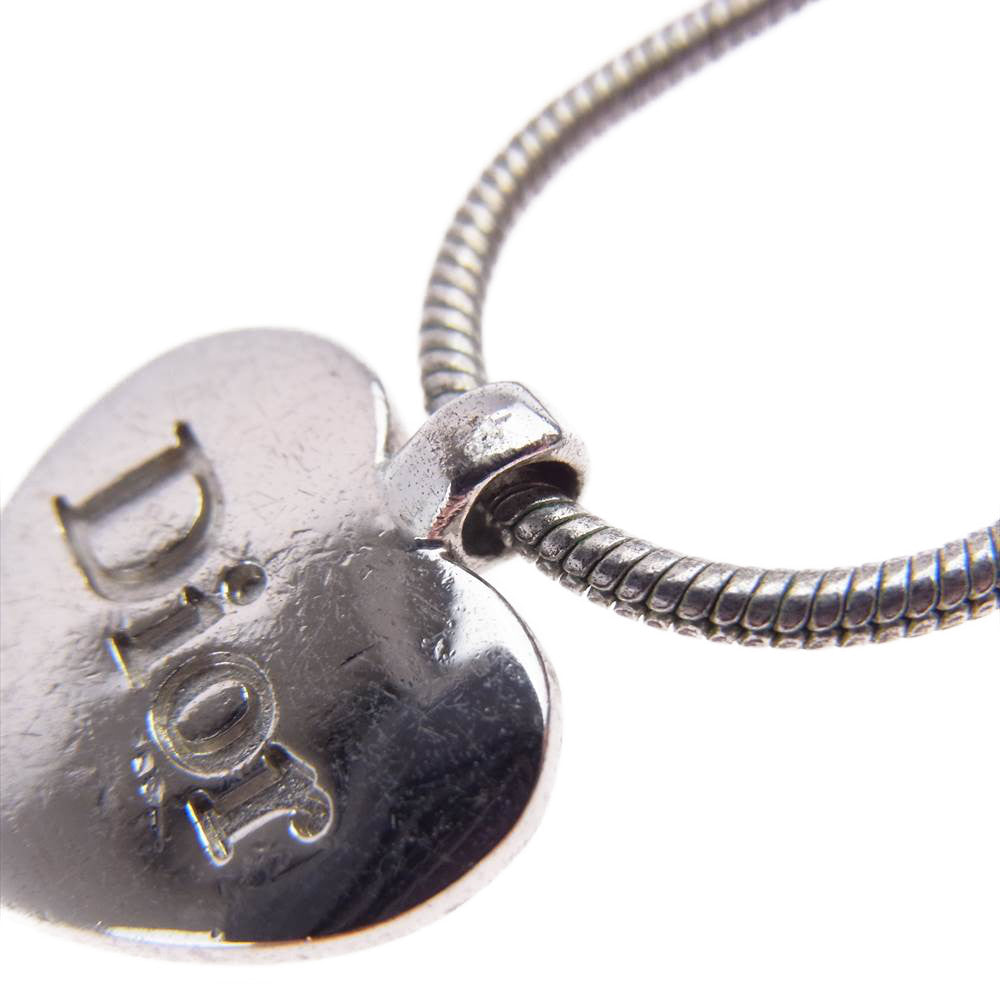 Christian Dior クリスチャンディオール ロゴ ハート ネックレス シルバー系【中古】