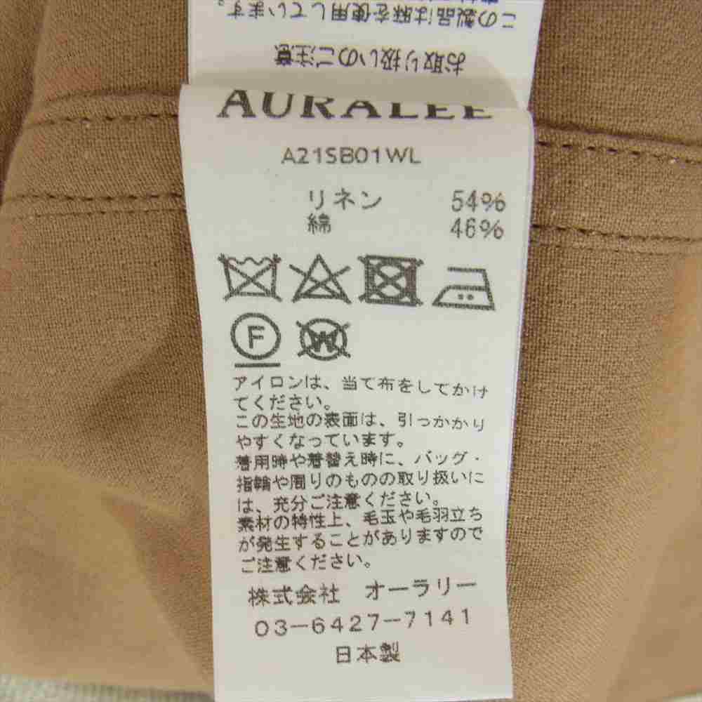 AURALEE オーラリー A21SB01WL LINEN COTTON DOUBLE FACE BIG COVER-ALL リネンコットン ダブルフェイス ビッグ カバーオール ジャケット ベージュ系 4【極上美品】【中古】