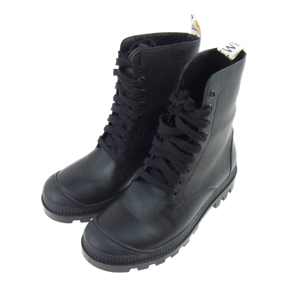 LOEWE ロエベ レザー コンバット ブーツ ブラック系 36【美品】【中古】