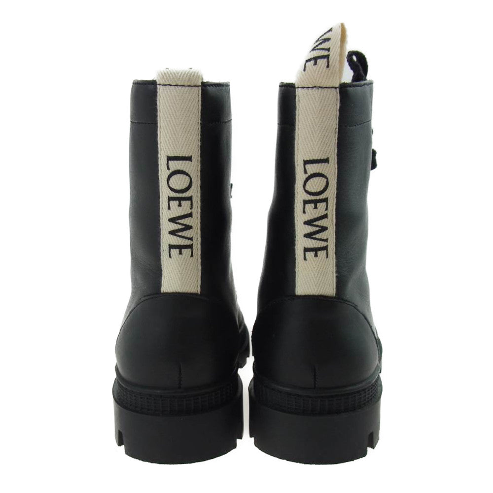 LOEWE ロエベ レザー コンバット ブーツ ブラック系 36【美品】【中古】