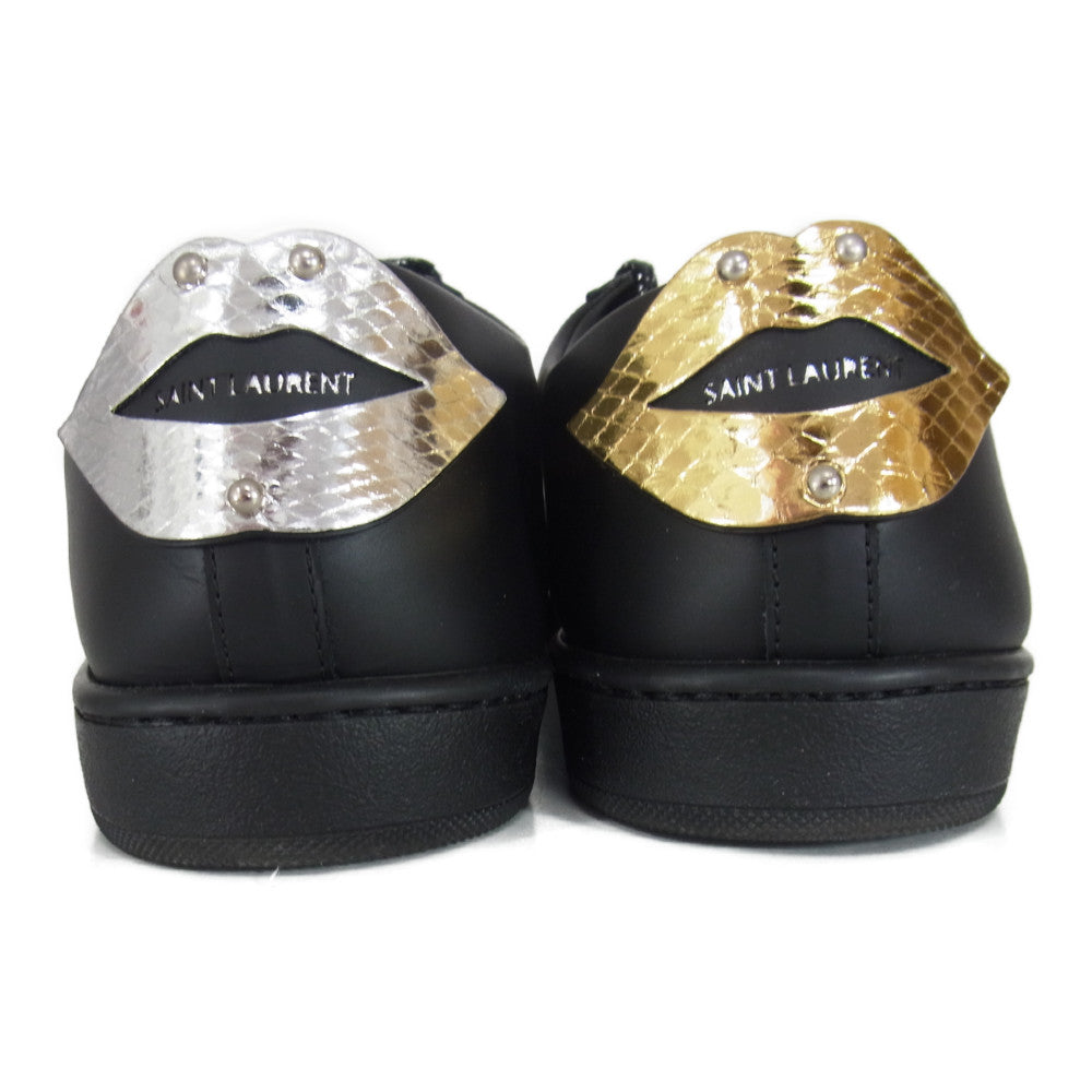 SAINT LAURENT サンローラン 485275 Court Classic SL/01 Lips コート クラシック リップパッチ レザー スニーカー ブラック系 43【中古】