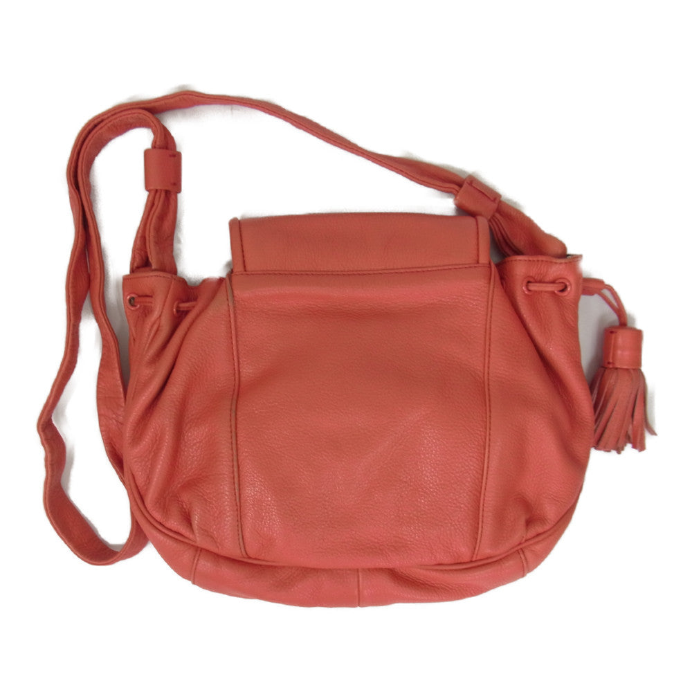 SEE BY CHLOE シーバイクロエ タッセル フラップ レザー ショルダー バッグ オレンジ系【中古】