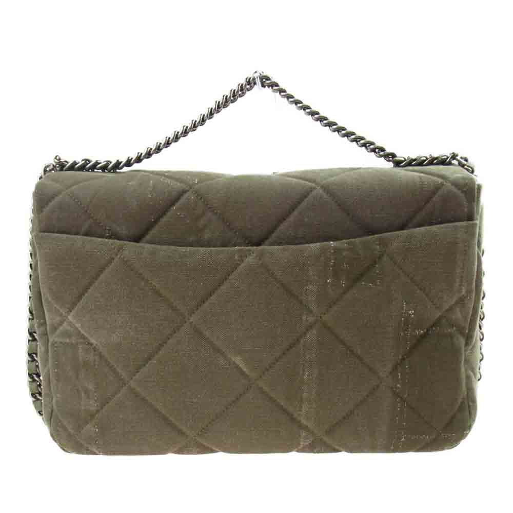 READY MADE レディメイド RE-CO-KH-00-00-168 BIG CHAIN BAG ビッグ チェーン ヴィンテージコットン ショルダー バッグ オリーブグリーン系【極上美品】【中古】