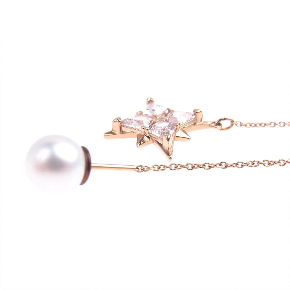スワロフスキー パール チェーン 星 ピアス  ゴールド系【中古】