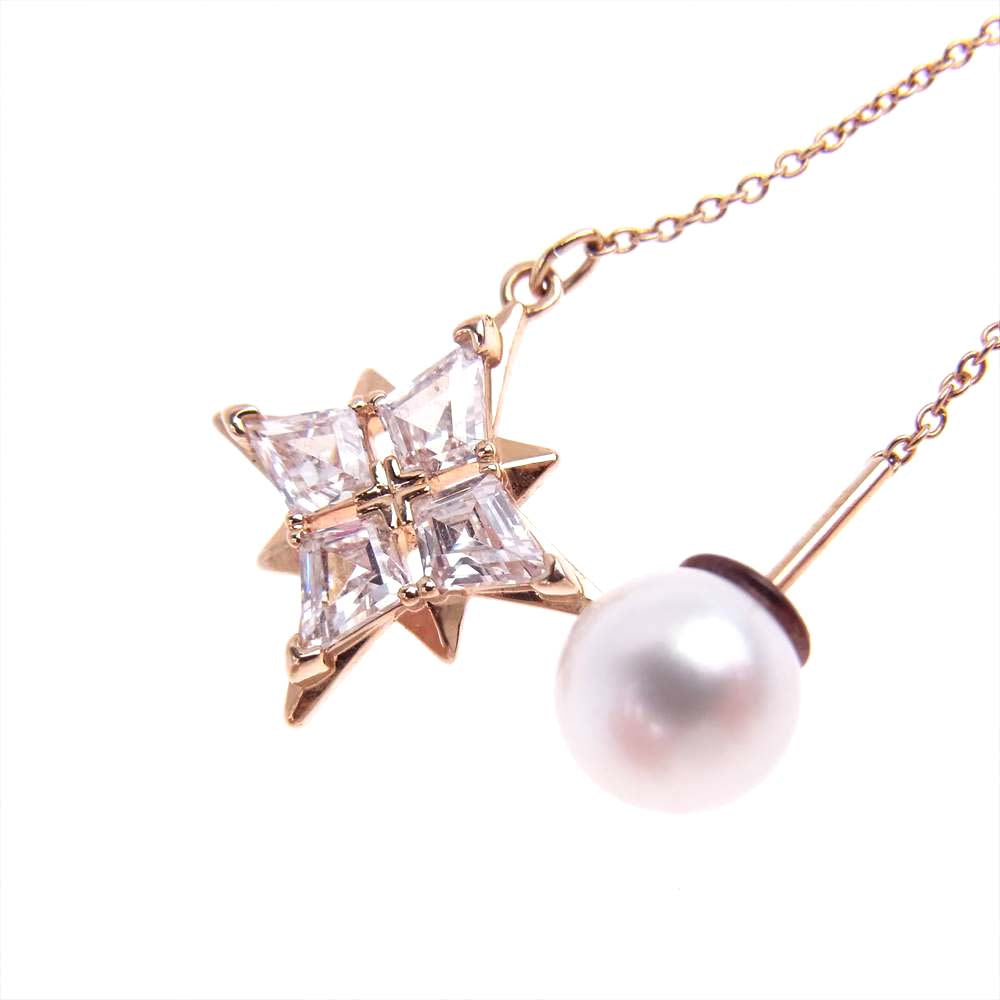 スワロフスキー パール チェーン 星 ピアス  ゴールド系【中古】