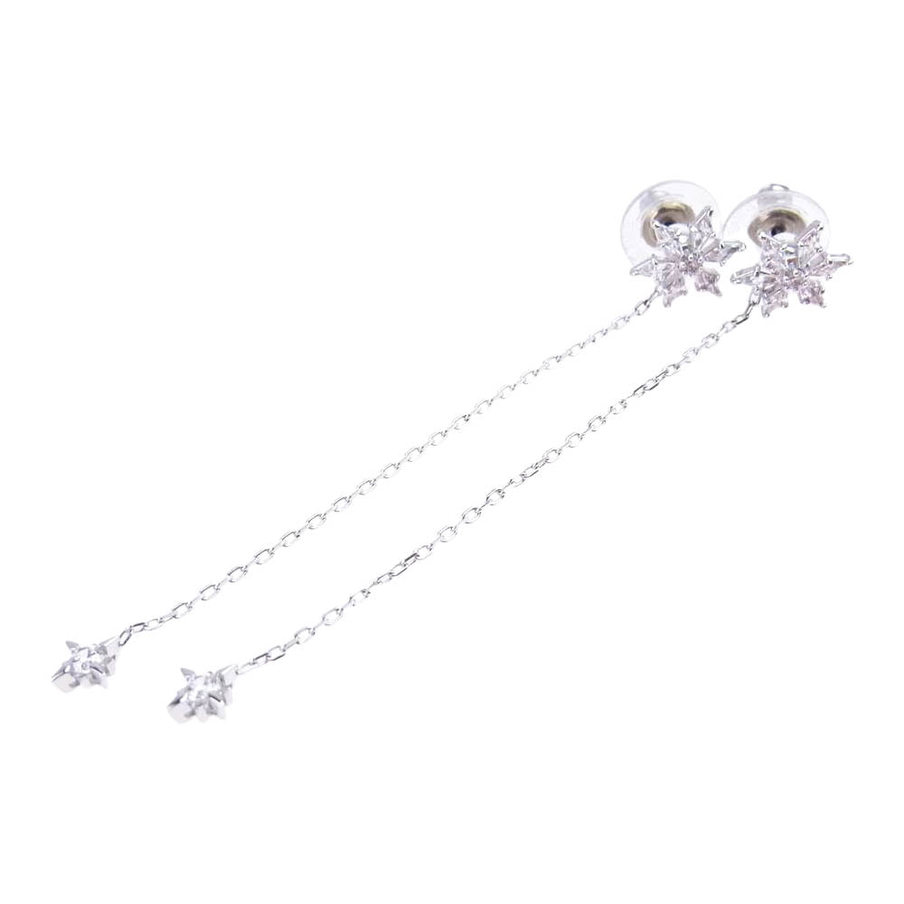 スワロフスキー MAGIC CHAIN PIERCED マジック チェーン ドロップ ピアス イヤリング 雪 星 シルバー系【中古】