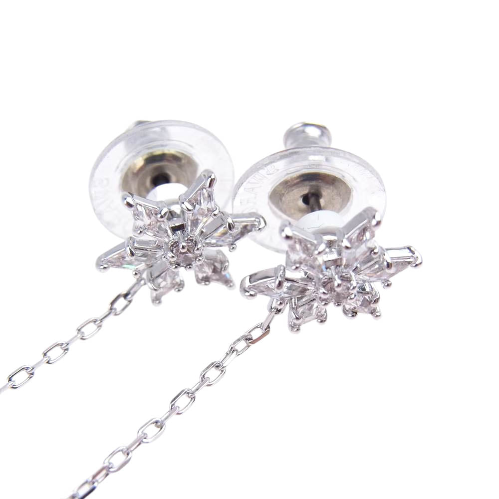 スワロフスキー MAGIC CHAIN PIERCED マジック チェーン ドロップ ピアス イヤリング 雪 星 シルバー系【中古】