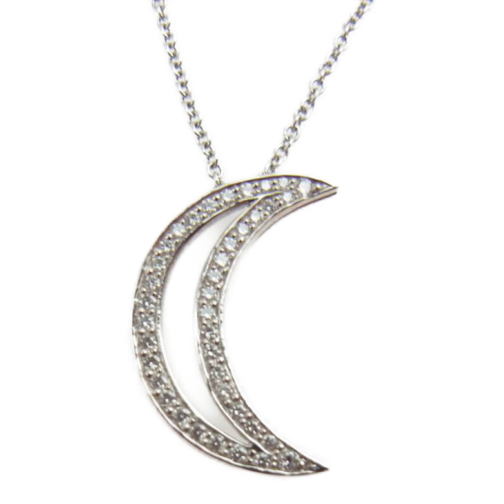 TIFFANY&Co. ティファニー PT950 ムーン ペンダント ダイヤモンド ネックレス シルバー系【美品】【中古】