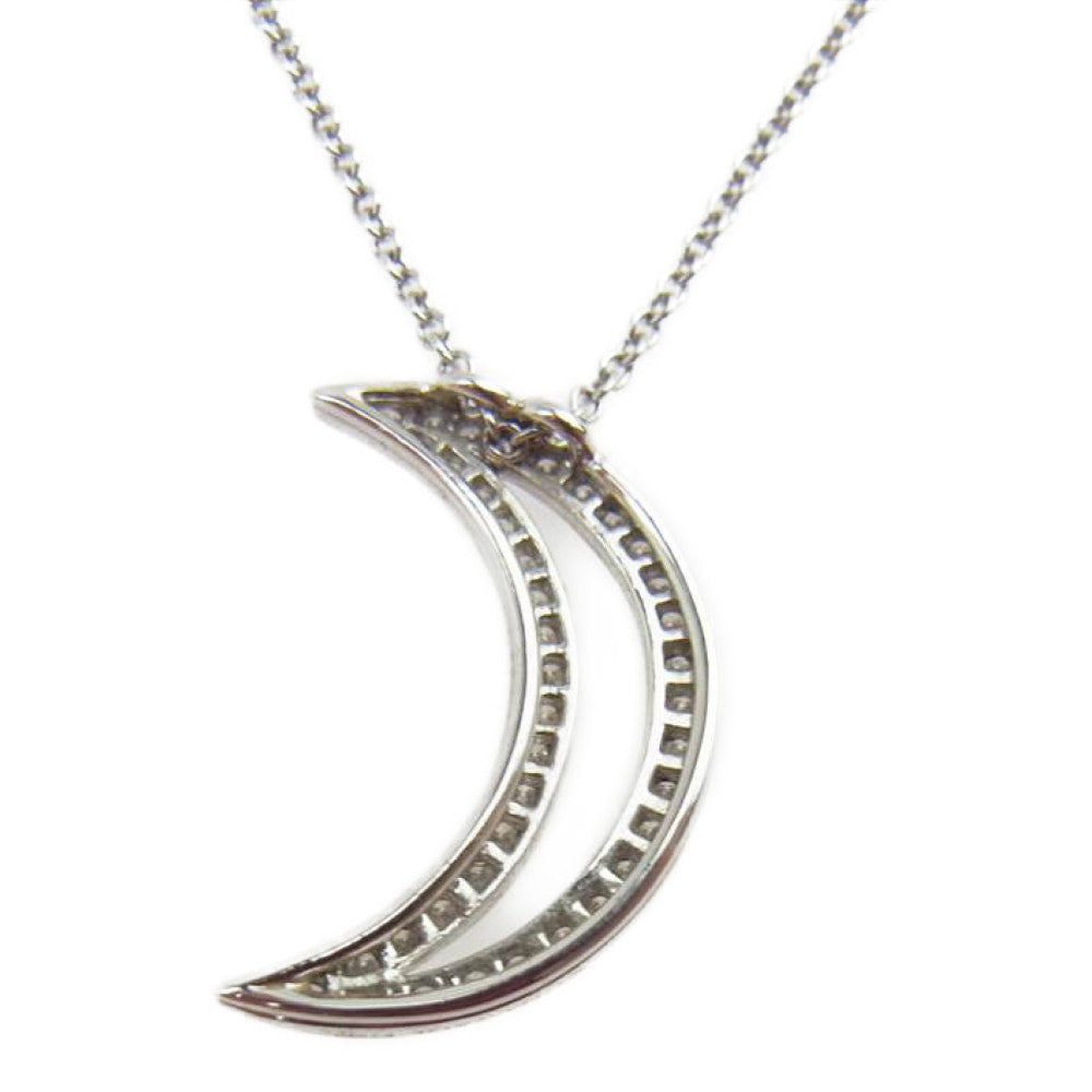 TIFFANY&Co. ティファニー PT950 ムーン ペンダント ダイヤモンド ネックレス シルバー系【美品】【中古】