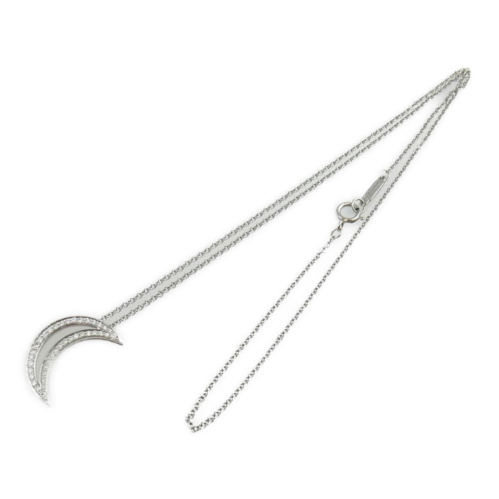 TIFFANY&Co. ティファニー PT950 ムーン ペンダント ダイヤモンド ネックレス シルバー系【美品】【中古】