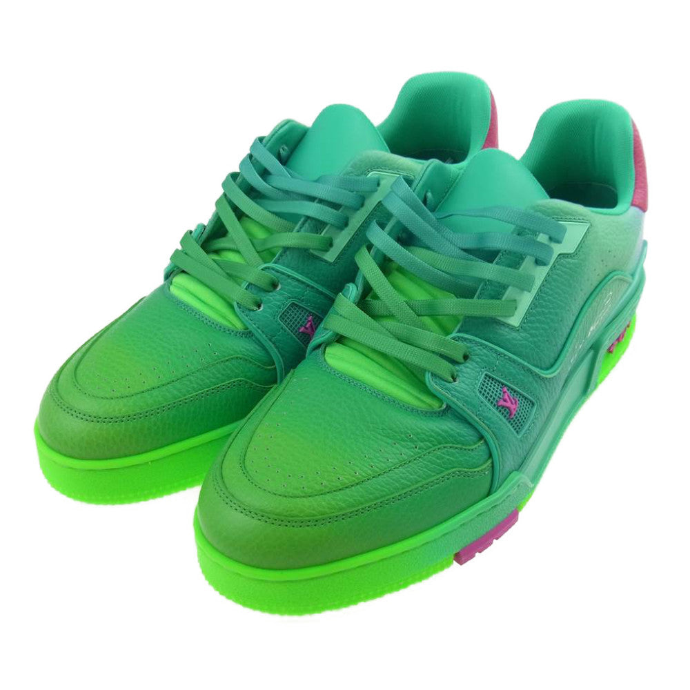 LOUIS VUITTON ルイ・ヴィトン 1A9TRS LV トレイナー ライン スニーカー グリーン グリーン系 8【極上美品】【中古】