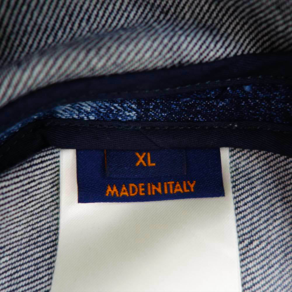 LOUIS VUITTON ルイ・ヴィトン ダミエ ソルト プリント 半袖 デニム シャツ インディゴブルー系 XL【美品】【中古】