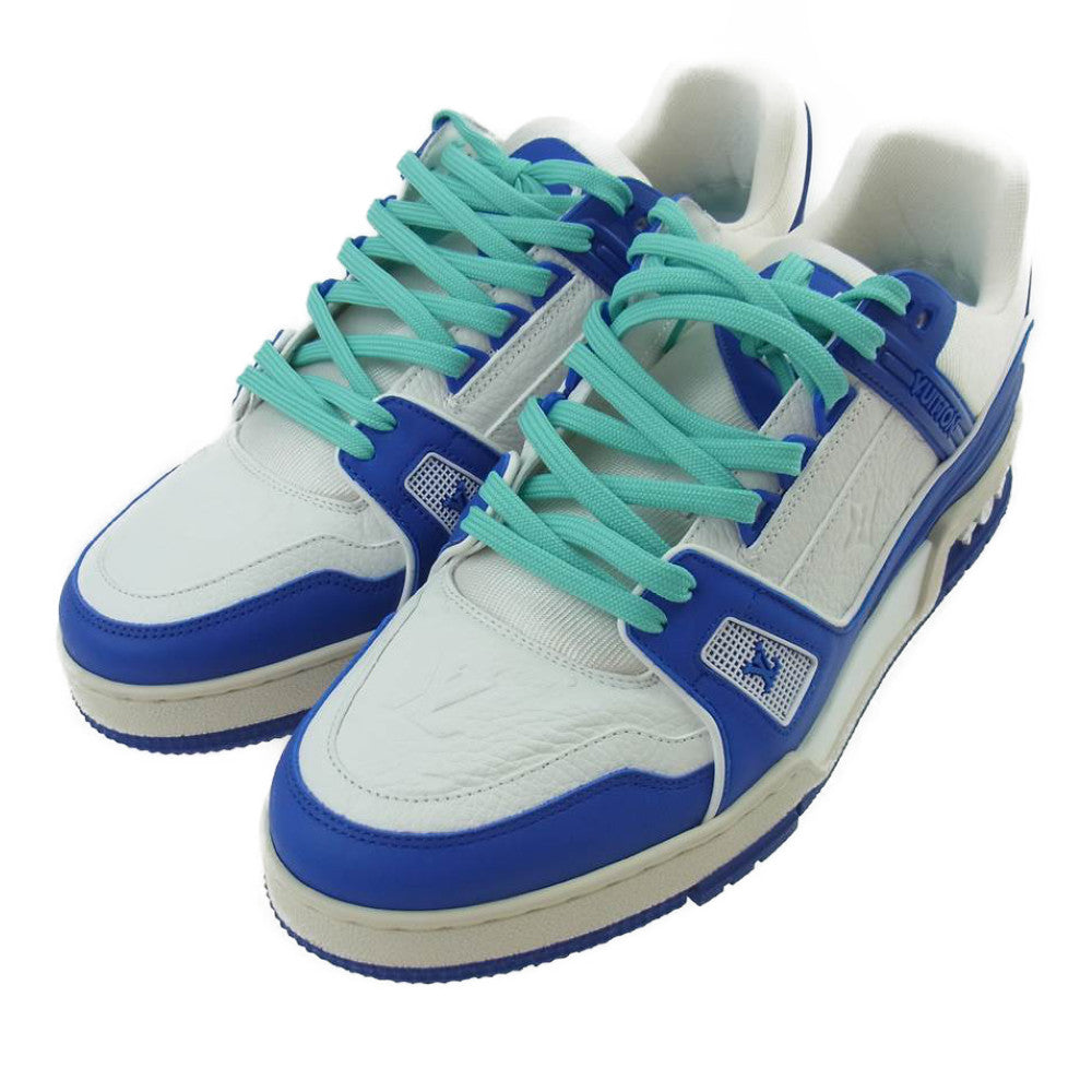 LOUIS VUITTON ルイ・ヴィトン 1A9VOC LV トレイナー ライン スニーカー ホワイト×ブルー ホワイト系 ブルー系 8【極上美品】【中古】