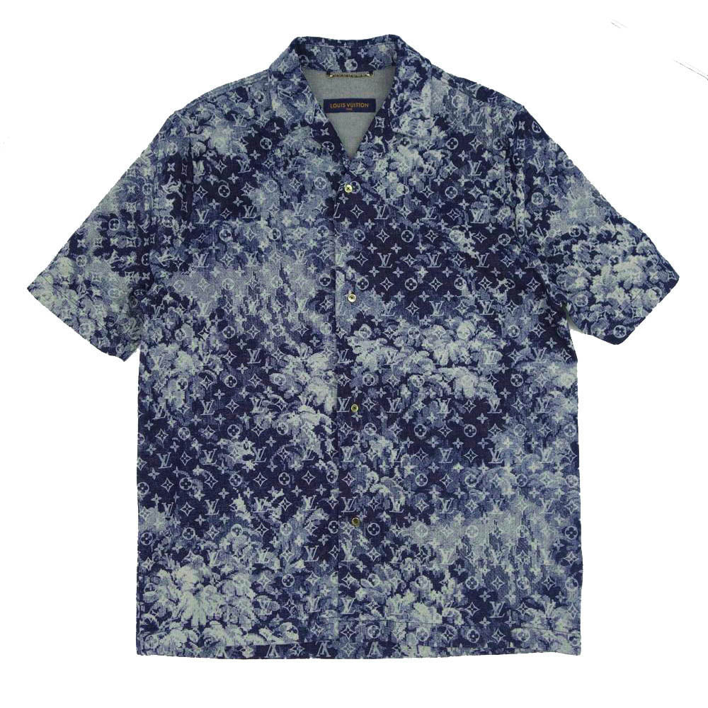 LOUIS VUITTON ルイ・ヴィトン 21SS ハワイアンタペストリー モノグラム 半袖 シャツ インディゴブルー系 XL【美品】【中古】