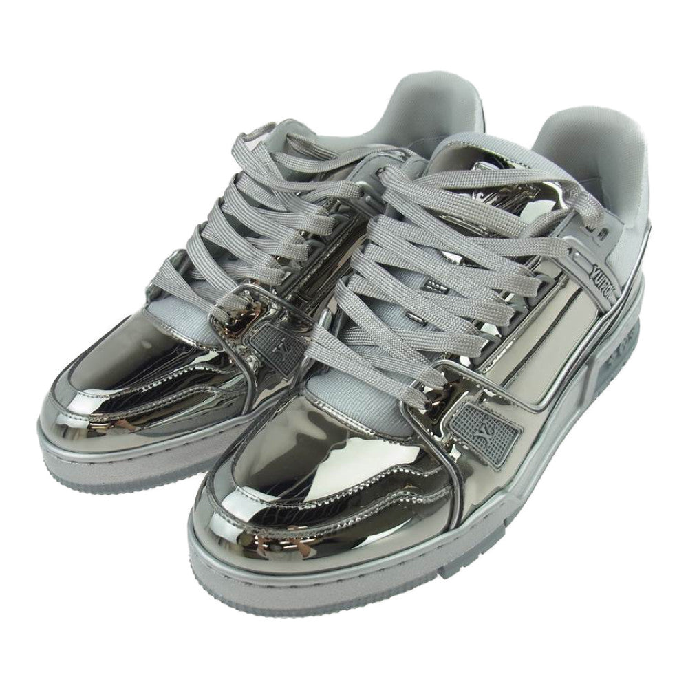 LOUIS VUITTON ルイ・ヴィトン 1A9TR8 LV トレイナーライン ミラー加工 スニーカー シルバー系 8【極上美品】【中古】