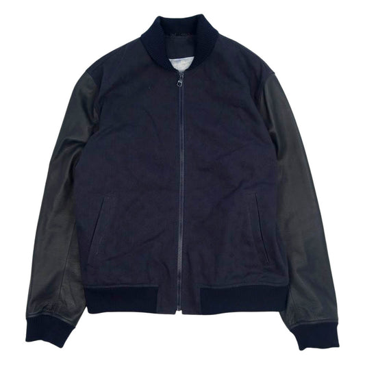 LOUIS VUITTON ルイ・ヴィトン 袖レザー モノグラム デニム ブルゾン ウォーターカラー ネイビー系 54【美品】【中古】