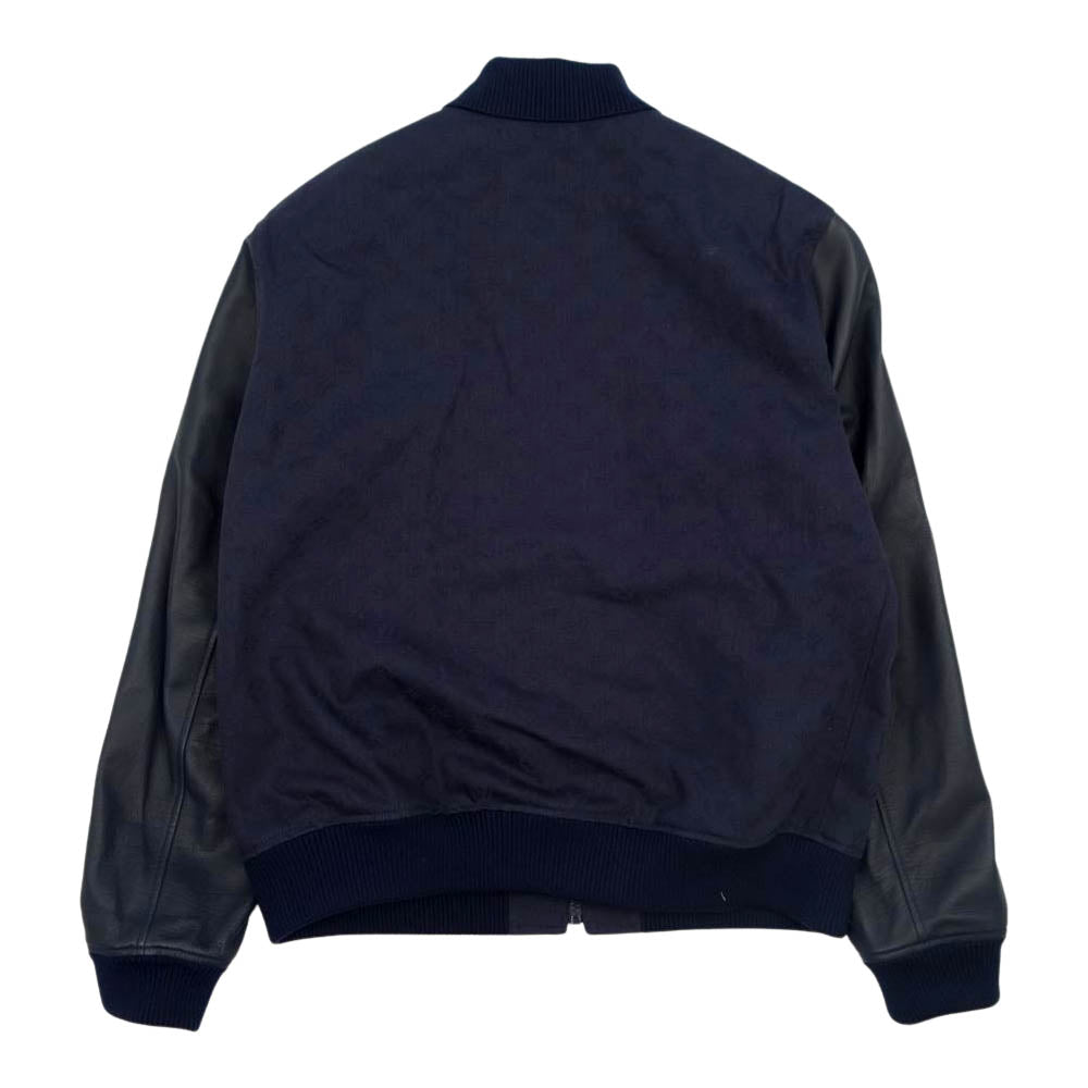 LOUIS VUITTON ルイ・ヴィトン 袖レザー モノグラム デニム ブルゾン ウォーターカラー ネイビー系 54【美品】【中古】